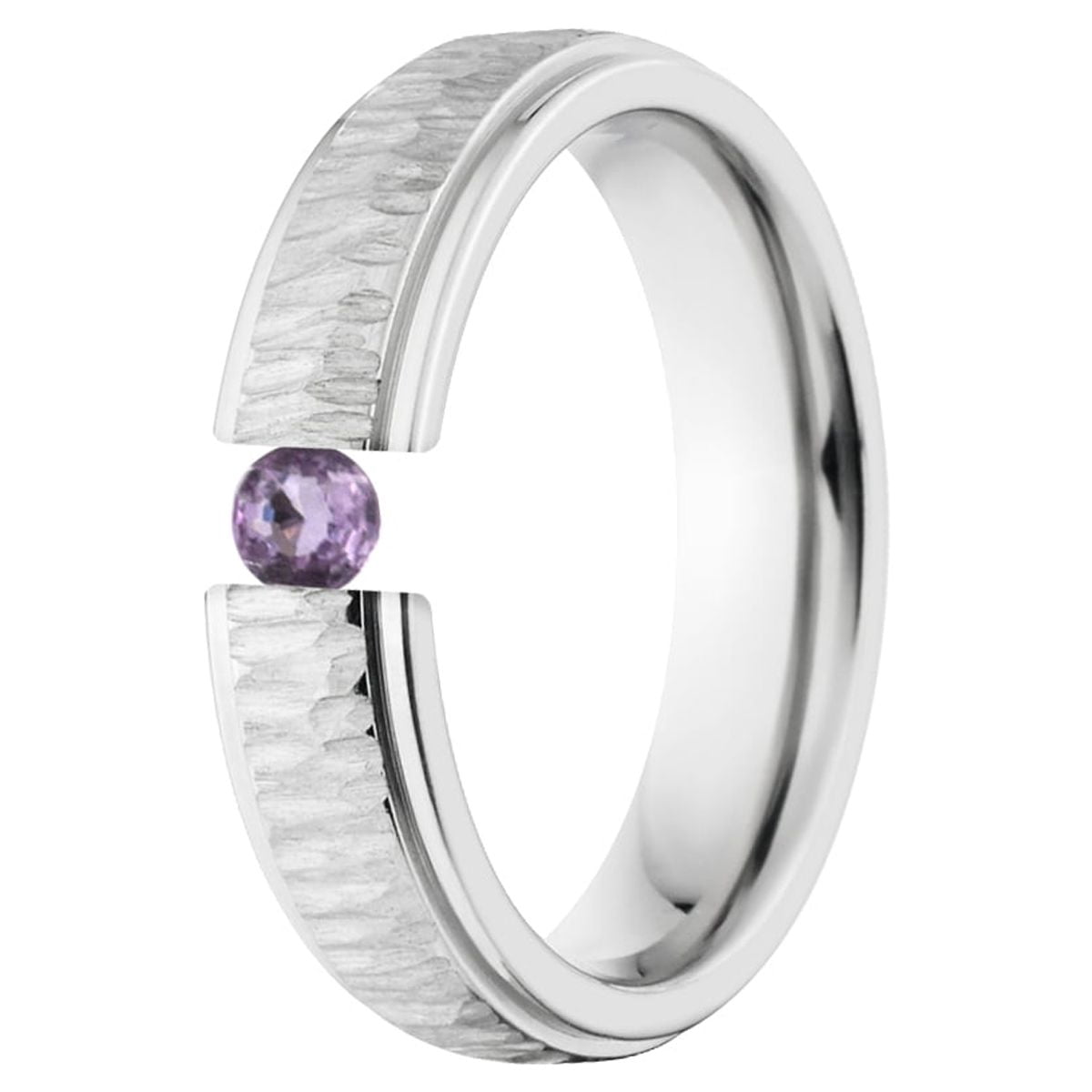 Amethyst 5mm Stainless Steel Custom Tension Set Ring