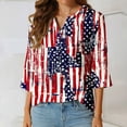 thumbnail image 5 of HADST Womens Tops 3/4 Sleeve - 4th of July Shirts Button V Neck Slim Tops Loose Fitting Tops for Women, 5 of 5