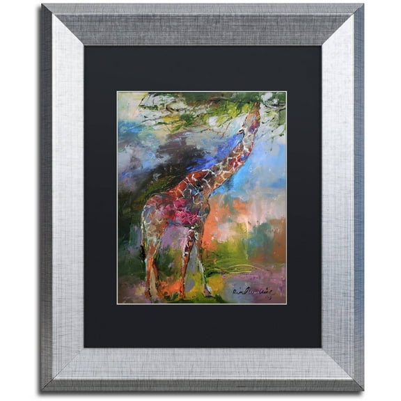 Richard Wallich 'Giraffe' Black Matted Framed Art