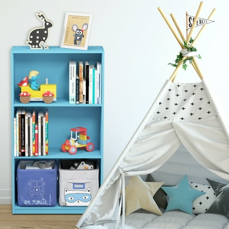 Furinno Basic 3-Tier Bookcase Storage Shelves, Light Blue