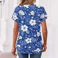 thumbnail image 5 of BOMYJESK Women's Tops Short Sleeve V Neck Tee Shirts Business Casual Floral Print Basic Blouses 2026 Summer Fashion Going Out Loose Fit Outfits Blue L, 5 of 7