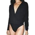 thumbnail image 3 of American Apparel Women's Mix Modal Long Sleeve Drape Bodysuit, Black, Small, 3 of 7