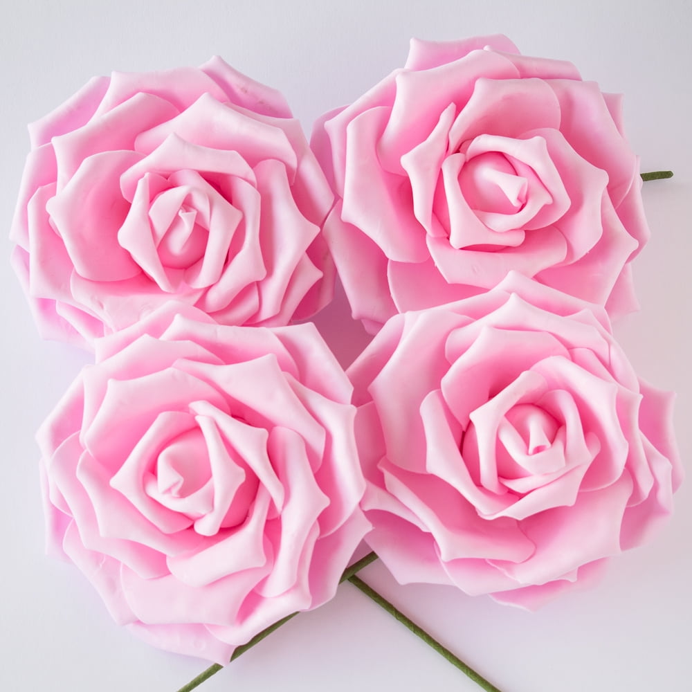 8 Inch Pink Garden Rose Foam Flower Backdrop Wall Decor 3d Premade 4 Pack