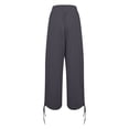 thumbnail image 5 of Arlun Summer Beach Linen Pants Women Lightweight Breathable Solid Color Leisure Trousers with Leg Split Tie Design Ladies Loose Comfort Front Pleated Holiday Bottoms Grey XL, 5 of 8