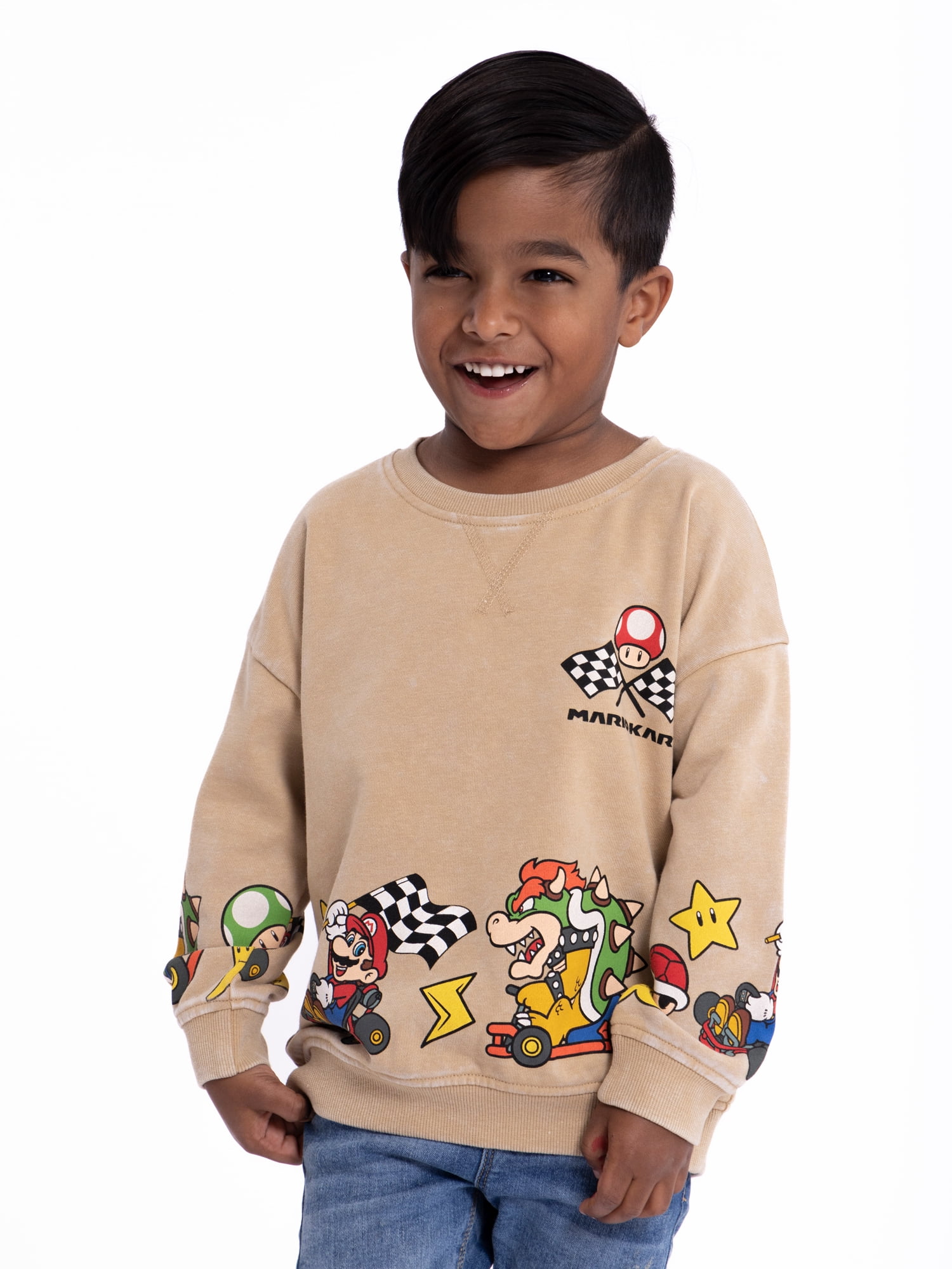 Mario Kart Toddler Boys Pullover Sweatshirt with Long Sleeves, Sizes 12M-5T