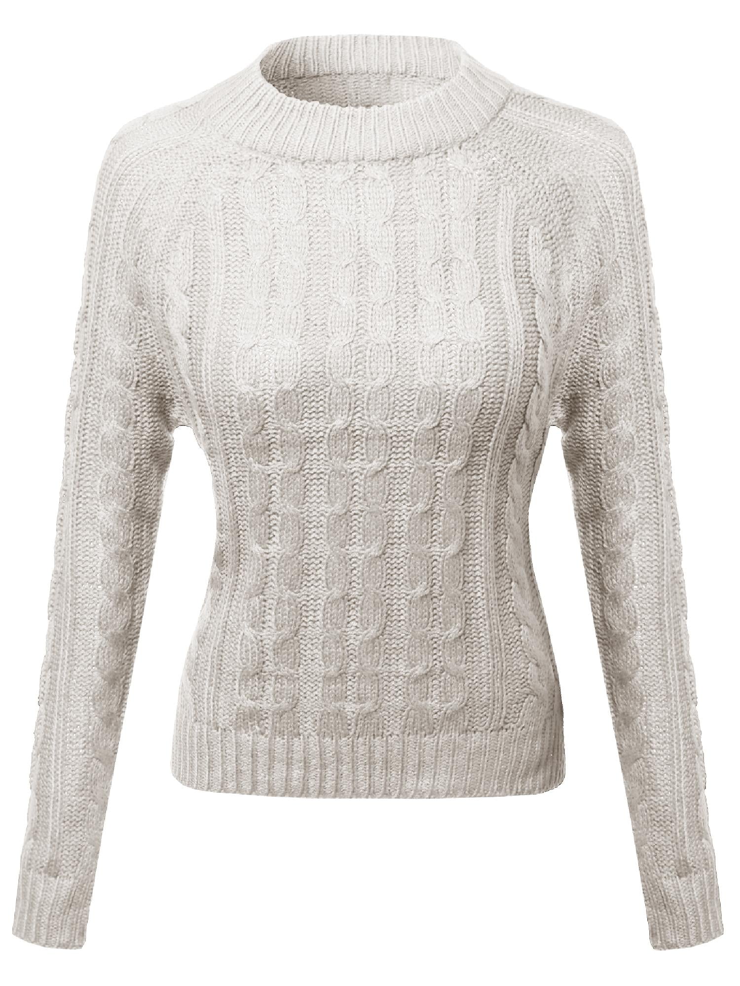 Women's Crew Neck Cable Knit Sweater