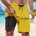 thumbnail image 2 of Men Workout Shorts Swim Trunks Compresssion Liner Inseam Board Shorts Bathing Suit With Pockets Athletic Shorts Yellow M, 2 of 4