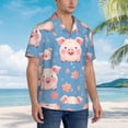 thumbnail image 3 of Balery Cute Pig Flowers Camisas hawaianas de manga corta para hombre, camisas playeras de corte holgado, camisas de vacaciones con botones,X-Large, 3 of 7