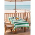 thumbnail image 2 of 60x102 Inch Outdoor Tablecloth with Umbrella Hole Zipper Rectangle Dark Green Stripe Rectangular Tablecloths Outside Waterproof Geometric White Vertical Striped Patio Table Cover for Picnic Party, 2 of 8