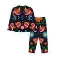 thumbnail image 2 of Kll Colorful Floral2 Print Women'S Long Sleeve Pajamas With Pants Sleepwear Loungewear 2 Set-Medium, 2 of 9