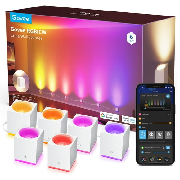 Appliques Murales Govee Cube RGB à DEL Fonctionne avec Alexa Wi-Fi 15 Pi