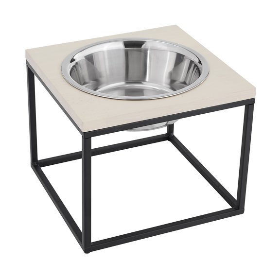 Sam's Pets Dan Single Wood and Stainless Steel Pet Bowl