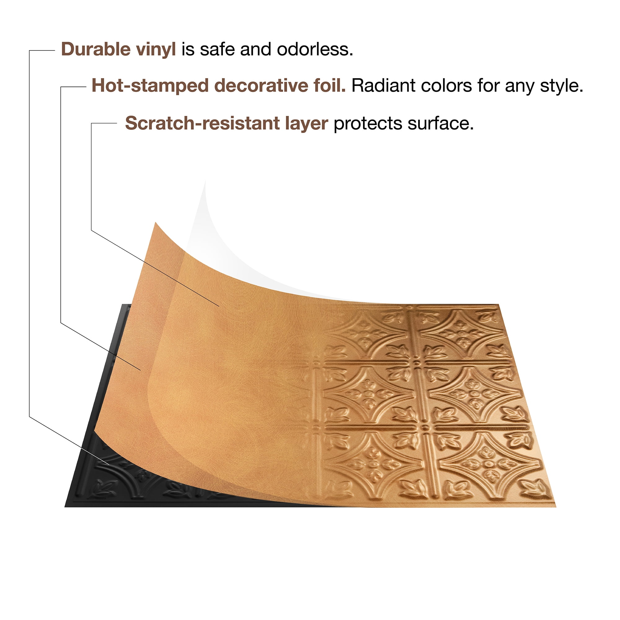 FASÄDE Traditional Style/Pattern 10 Decorative Vinyl 18in x 24in Backsplash Panel in Bermuda Bronze (5 Pack)
