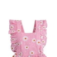 thumbnail image 3 of Qiylii Toddler Girls Floral Pleated Crotch Buttons Romper Bowknot Headband, 3 of 6
