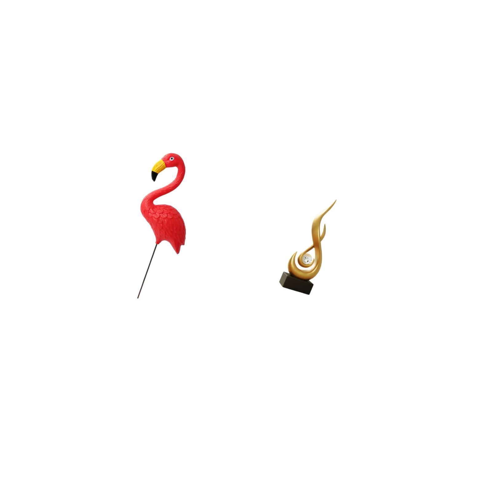Miulika Flamingo Fairy Garden Sculpture Ornament Abstract Fire Figurine Resin Art Yard Stake Modern Keepsake for Holiday Spring Living Room Indoor Cabinet