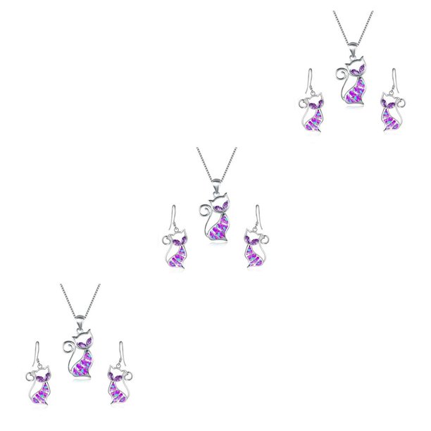 Qarigey Conjunto de aretes de gancho para collar, aniversario estético, cumpleaños, boda, joyería nupcial, regalo personalizado para hija, púrpura Type1 NO1 Qarigey CBP224327