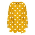 thumbnail image 4 of Fashion Deals 2023 Lindreshi Fall Dresses for Teens with Long Sleeves Women's Winter New Polka Style Dress V-Neck Bubble Sleeve Pleated Dress, 4 of 5