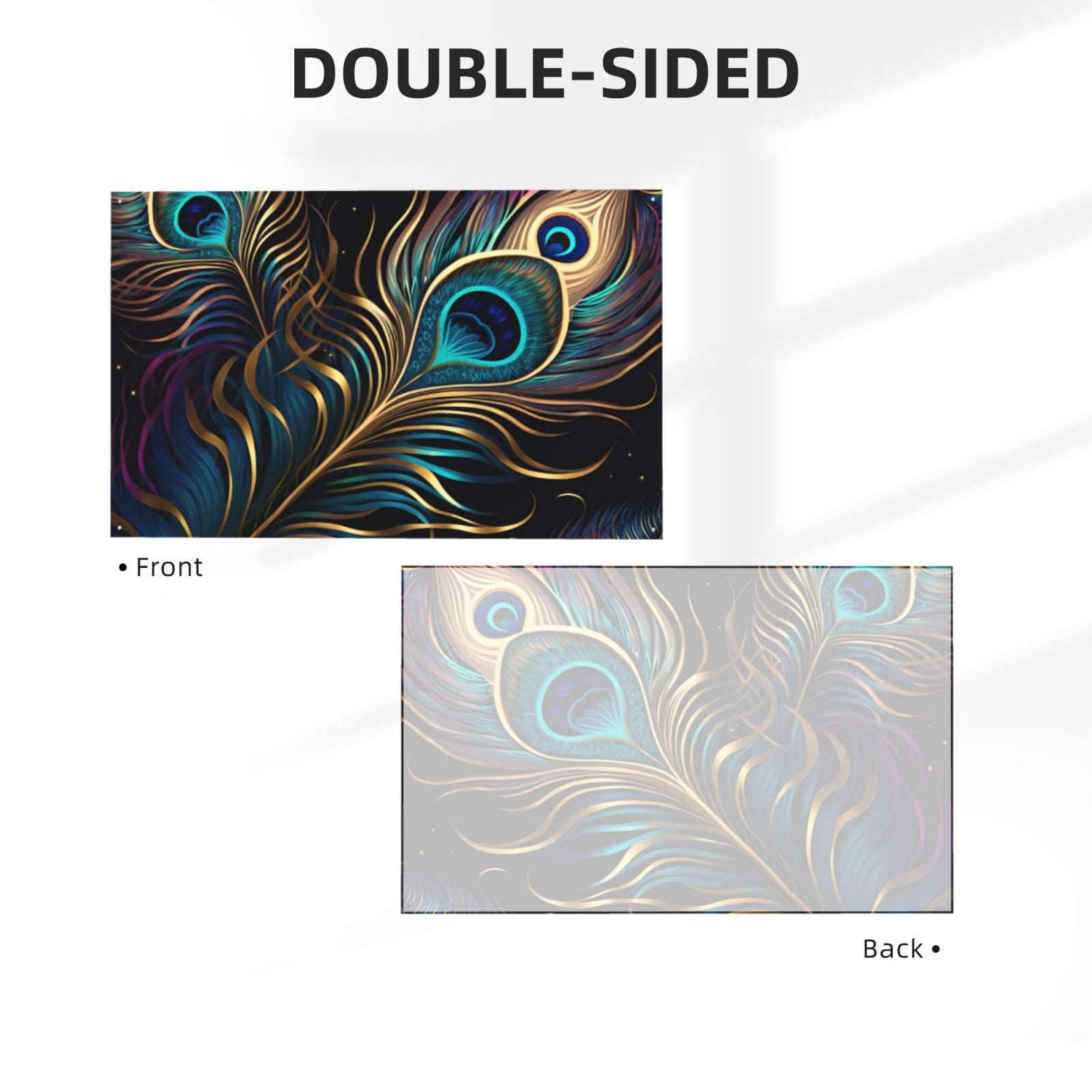 Peacock Feathers Peafowl Four Hole Decorated Banner Flag for Garden Yard Home Decoration Indoor Outdoor 4x6 Ft