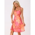 thumbnail image 2 of DARING DIVA Spaghetti Strap Summer Floral Print Midi Dress S Hot Pink, 2 of 6