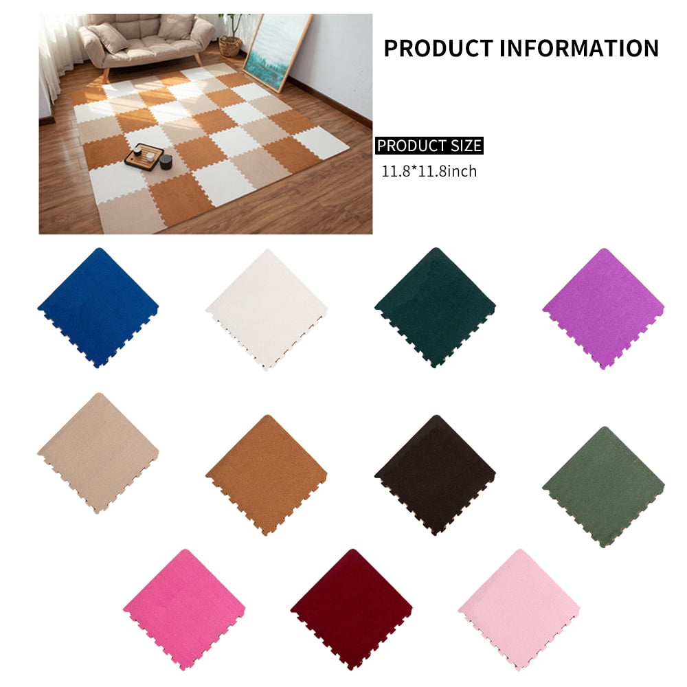 Interlocking Foam Mats Floor Mats Short Fluffy Carpet Tiles Soft Baby Playmat Puzzle Floor Mat Kids Play Floor Mat（9PCS）