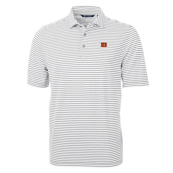 Men's Cutter & Buck Gray Cincinnati Bengals Virtue Eco Pique Stripe Recycled Polo