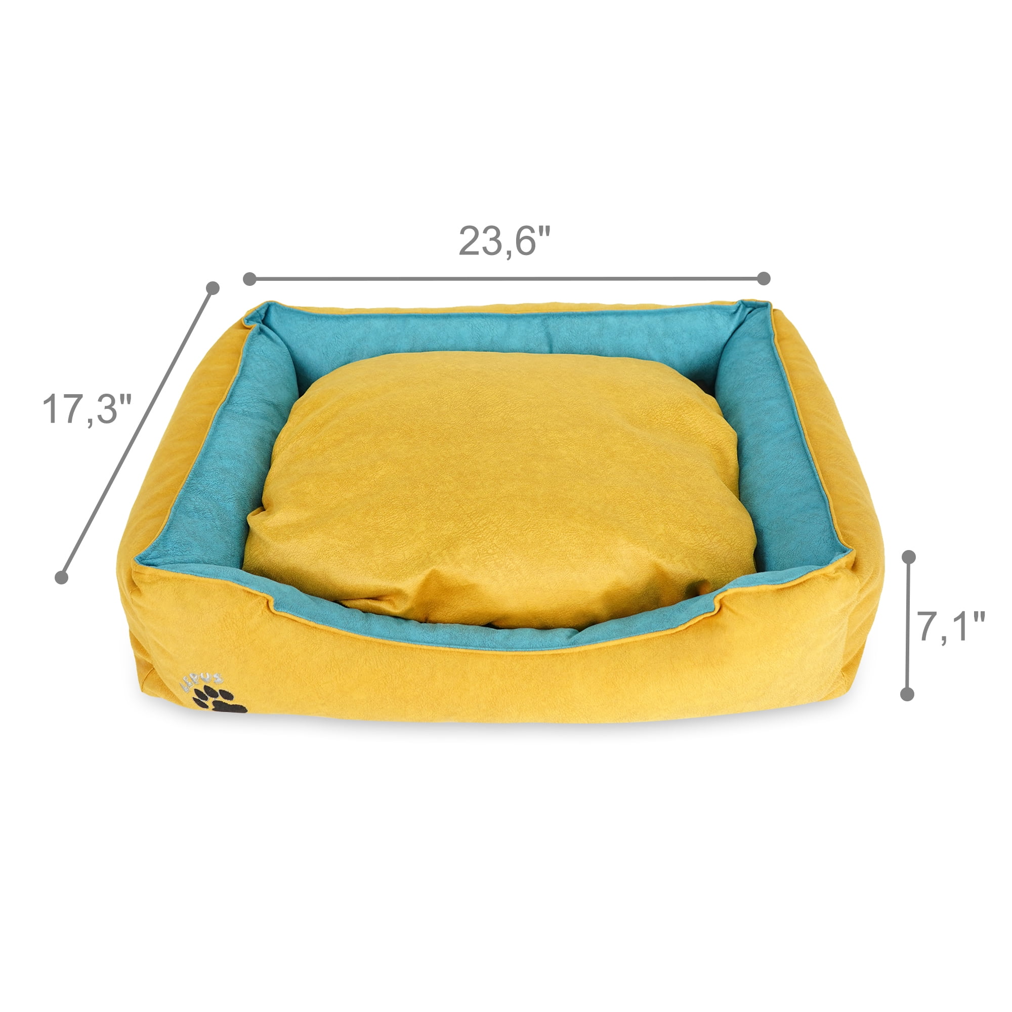 SUSSEXHOME Pets 23.5 x 17.3 x 7 Inches Washable Dog Bed for Medium Dogs - Durable Waterproof Sofa Dog Bed with Sides - (CAMEL)