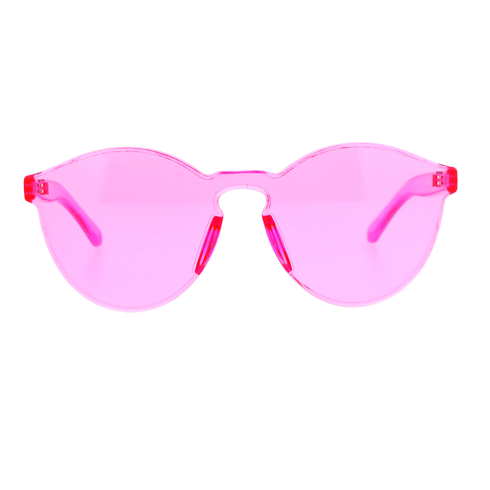 SA106 Unique Minimal Thick Solid Rimless Keyhole Sunglasses Pink