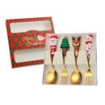 thumbnail image 2 of Mornei 4x Christmas Spoon and Fork Set Cutlery Coffee Spoon Long Handle Stirring Spoons red box, 2 of 9