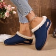 thumbnail image 2 of Slippers for Women,Winter On Shoes For Indoor Outdoor Cozy Lined Comfort Clogs With Sloped Heel Warm Non Sole,Womens Slippers,Navy,8, 2 of 9