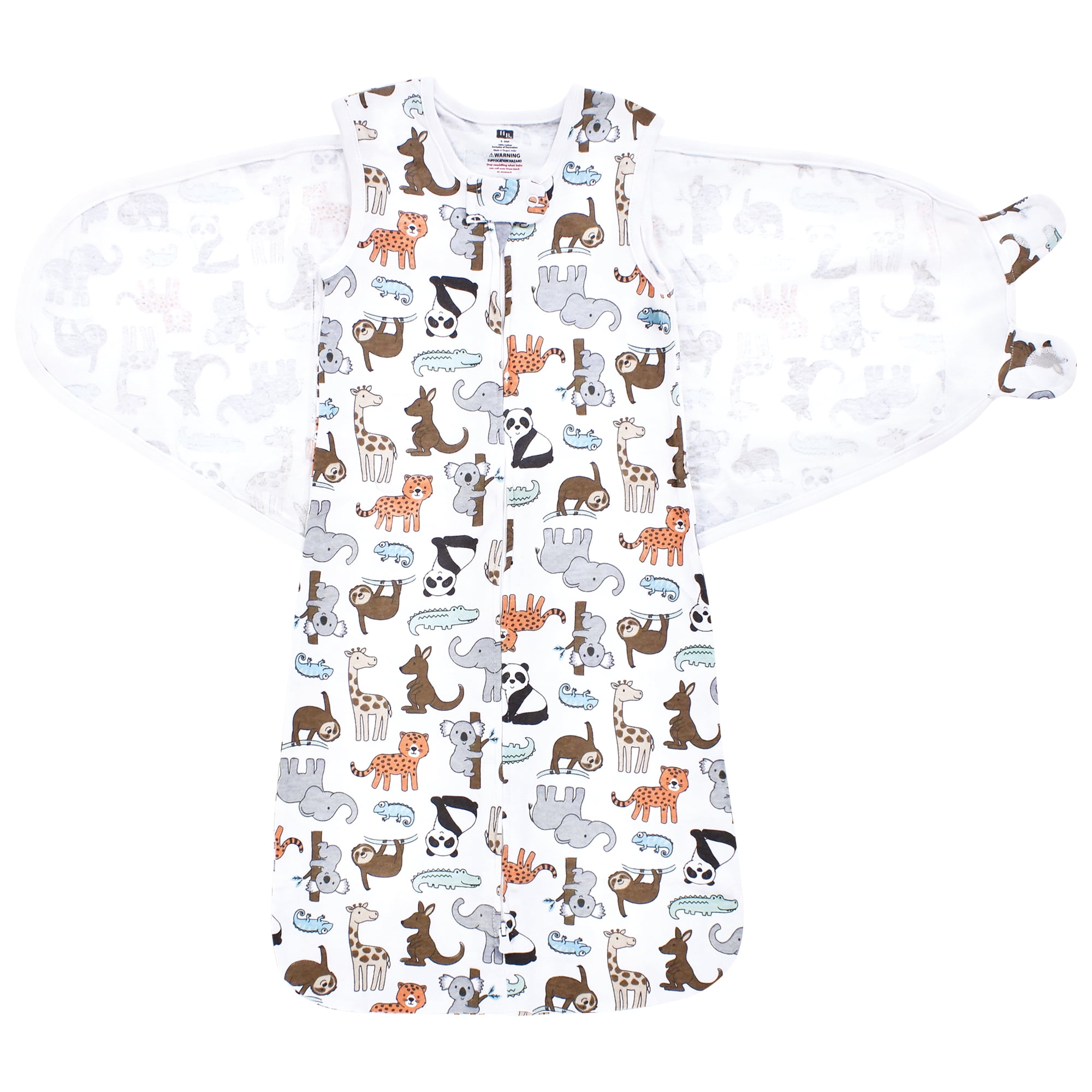 Hudson Baby Convertible Swaddle Sleep Sack, Zoo Animals, 0-3 Months