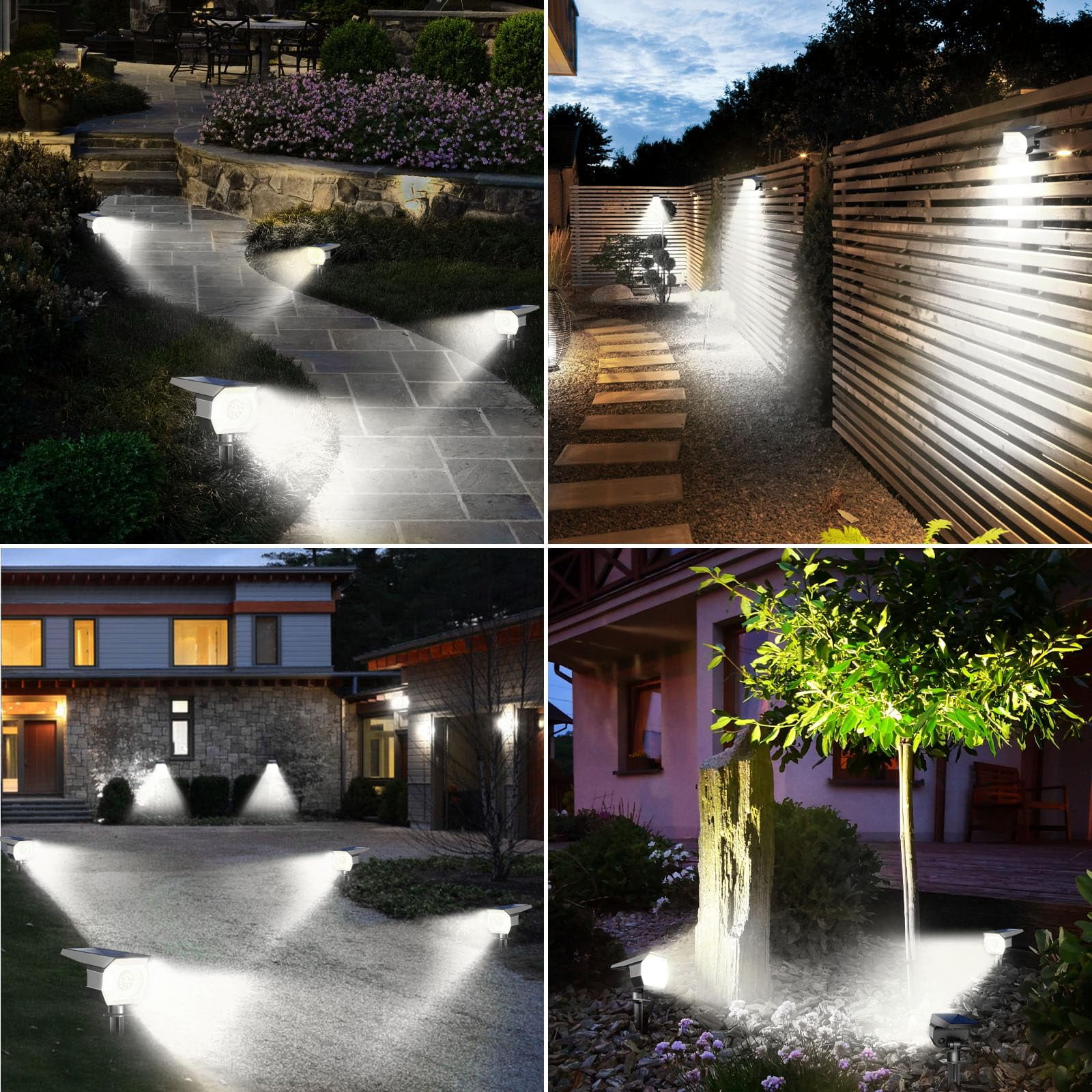 HOVMAP Solar Lights Outdoor COB LED Solar Spot Lights 1500mAh Battery 3 Modes IP65 Waterproof ABS 1 Pack for Garden Yard Pathway, 1Pc White light