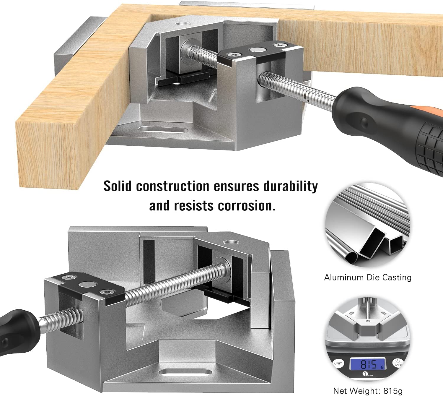 Corner Clamp for Woodworking, 90 Degree Right Angle Clamp, Wood Clamps, 4Pcs Adj 313051026036