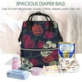 thumbnail image 5 of Xecao Roses Skulls print Large Capacity Nappy Bag is a multi-functional waterproof travel backpack, perfect as a nursing bag or mummy backpack for women, 5 of 6
