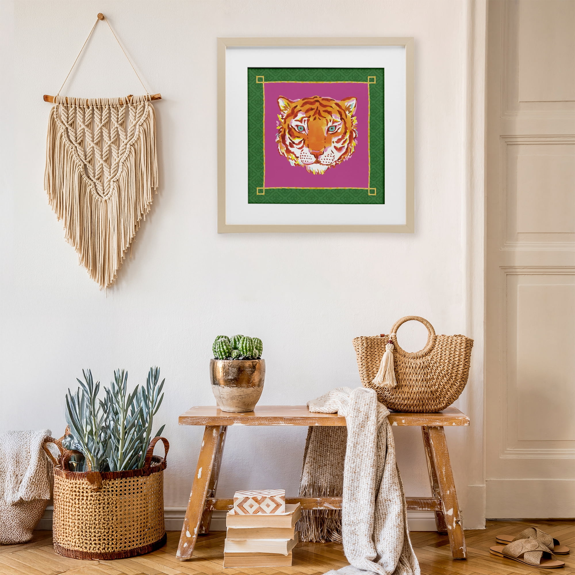 Stupell Industries Bordered Exotic Tiger Portrait Birch Framed Print Under Glass, design by Karolina Sato
