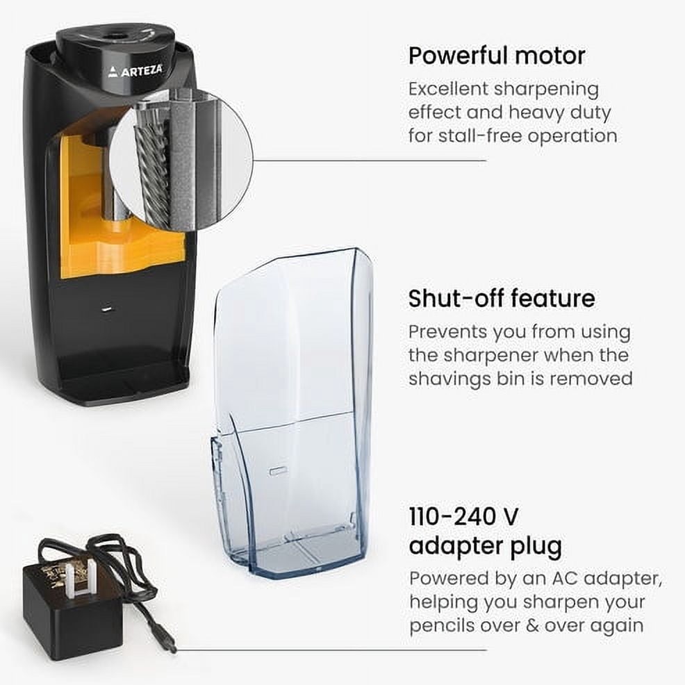 Arteza Automatic Pencil Sharpener with Auto-Stop, Adapter Included