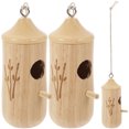 thumbnail image 2 of 3pcs Hanging Hummingbird Caves Outdoor Birds Nests Wooden Small Bird Nests, 2 of 8
