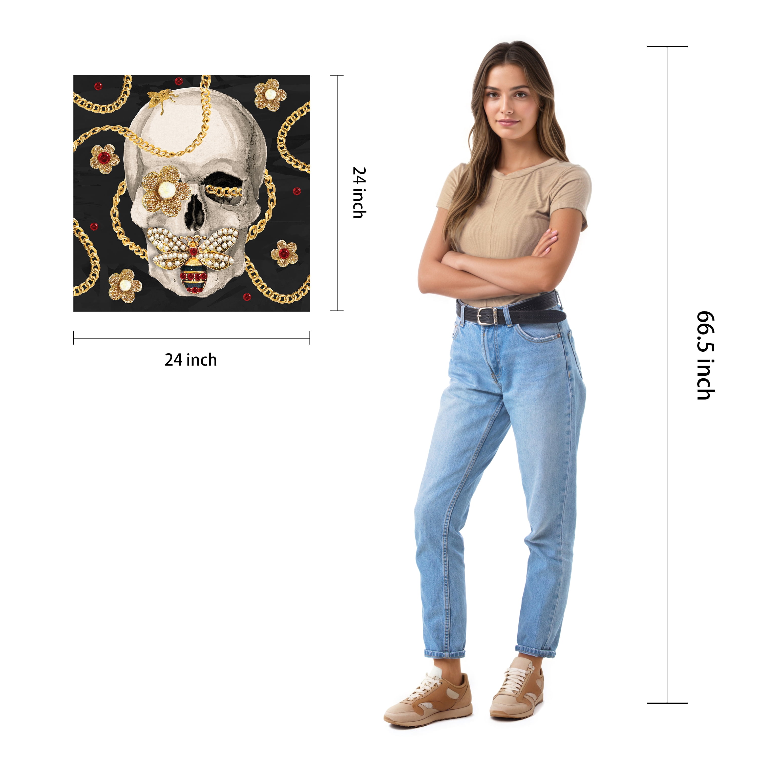 Empire Art Direct Gold Digger Frameless Free Floating Tempered Glass Panel Graphic Wall Art, 24" x 24" x 0.2", Ready to Hang