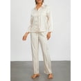 thumbnail image 3 of JYYYBF Women Spring Fall Pajama Set, Long Sleeve Button Closure Shirt with Pants Striped Sleepwear Casual Loungewear, 3 of 8
