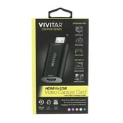 Vivitar HDMI to USB Video Capture Card with Real-Time HDMI Video and Audio for Live Streaming, Includes USB-C Adapter Cable, Black
