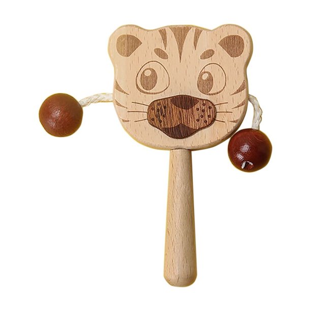 Sonajero de madera natural para bebés de 0 a 1 año, juguete sensorial portátil que promueve la motricidad y el desarrollo sensorial.