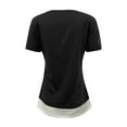 thumbnail image 4 of B91xZ Hauts à Manches Courtes pour Femmes Grande Taille Tunique Décontractée Henley, Noir TG, 4 of 5