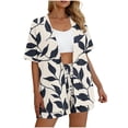 thumbnail image 4 of Mifsaly 2 Piece Sets for Women Summer Vacation Matching Outfits Tropical Print Open Front Oversized Cardigans Elastic Waist Drawstring Beach Shorts 2026 Casual Travel Fashion Clothing, 4 of 7