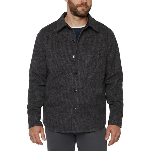 Banana Republic Men's Heritage Jacket, Regular Fit Lined Warm Cozy Shirt Jacket, Black, Large