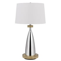 Cal Lighting Lockport 1-Light Metal & Fabric Table Lamp in Chrome/White