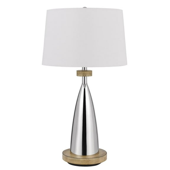 Cal Lighting Lockport 1-Light Metal & Fabric Table Lamp in Chrome/White