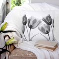 thumbnail image 4 of Tulip Black White Throw Pillow Covers, Soft Pillowcases with Invisible Zipper, Spring Floral Botanical Bloom Decorative Square Pillow Cushion Covers for Living Room Couch Sofa Bed 26x26 Inches, 4 of 8