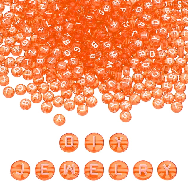 Uxcell 1000 Pcs Perlas de Letras Acrílicas para Pulseras Kit de Suministros DIY, Naranja