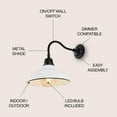 thumbnail image 4 of JONATHAN Y Aurora 12.25" 1-Light Farmhouse Industrial Indoor/Outdoor Iron LED Gooseneck Arm Outdoor Sconce, White, 4 of 7