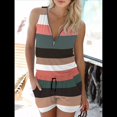thumbnail image 3 of Vestido Mini de Verano A Rayas para Mujer, Sin Mangas, con Tirantes Halter y Bolsillos Negro L, 3 of 5