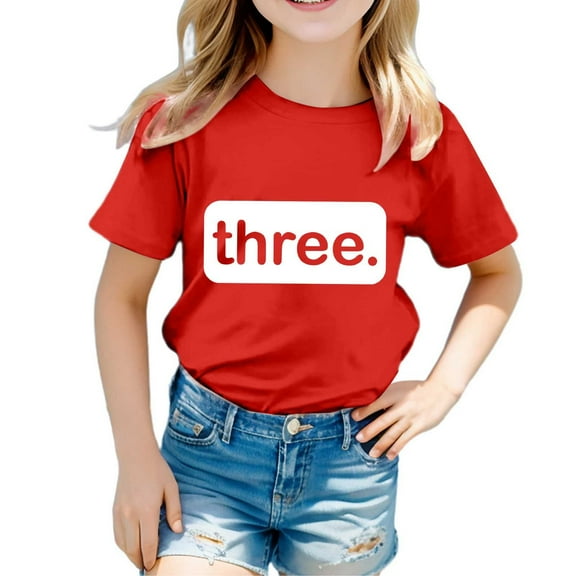 Toddler Girls T Shirts Red Printed Toddler Girl Short Sleeve Shirt Trendy Summer Clothes Toddler Girl Outfits for Girls 1-2 Years